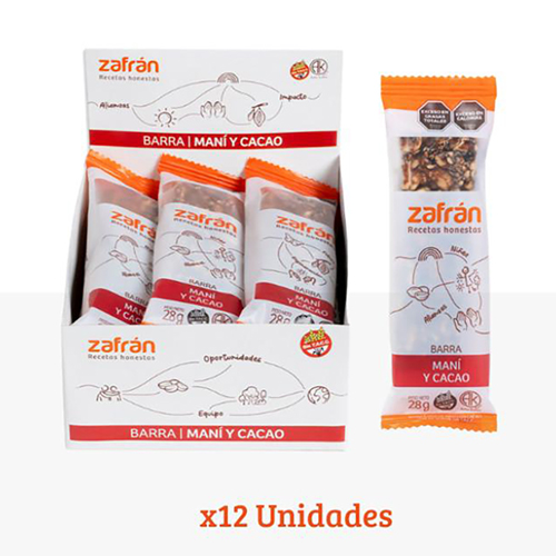 Barras de maní y cacao x 12 unidades